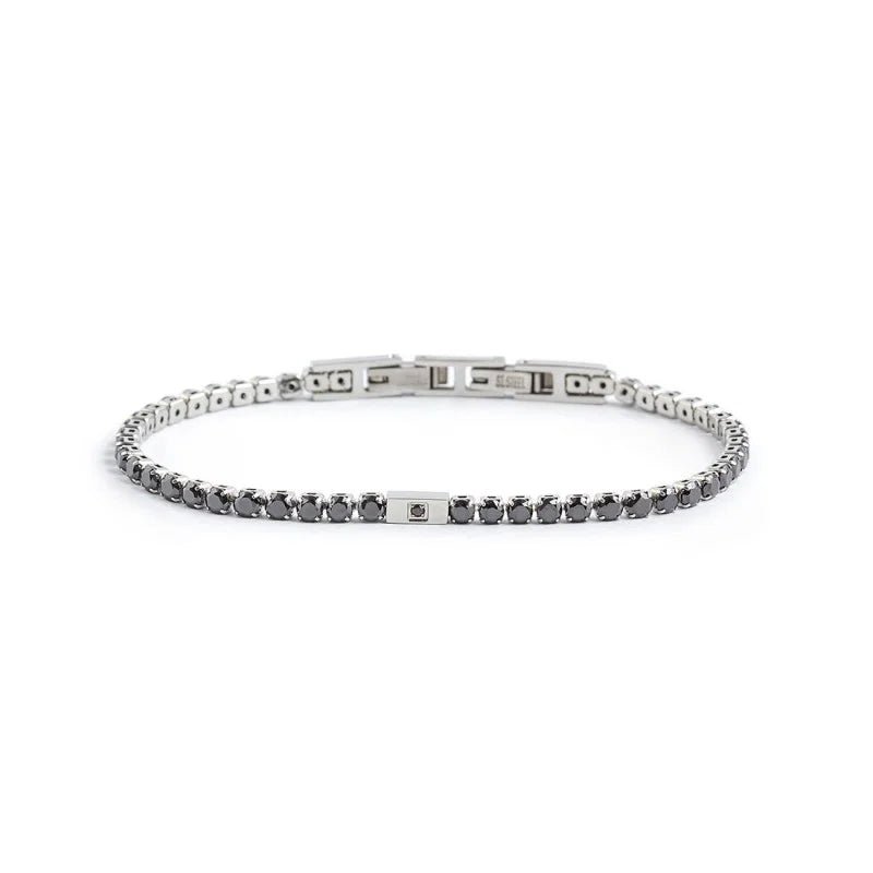 Marlù - Bracciale tennis acciaio zirconi neri 3mm tg m | Rohome | Rohome