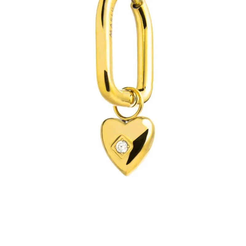 Marlù - Orecchino ovale gold con cuore e zircone | Rohome | Rohome