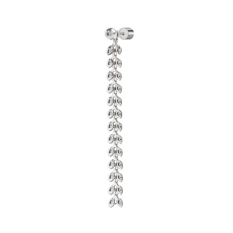 Marlù - Orecchino pendente con catena a foglia chevron acciaio | Rohome | Rohome