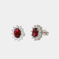 Orecchini in Argento con zirconi bianchi e rosso a lobo | Rohome | Rohome