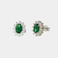 Orecchini in Argento con zirconi bianchi e verde a lobo | Rohome | Rohome