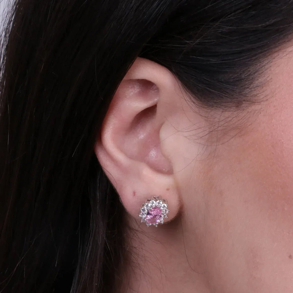 Orecchini in Argento con zirconi trasparenti ed rosa | Rohome | Rohome
