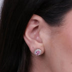 Orecchini in Argento con zirconi trasparenti ed rosa | Rohome | Rohome