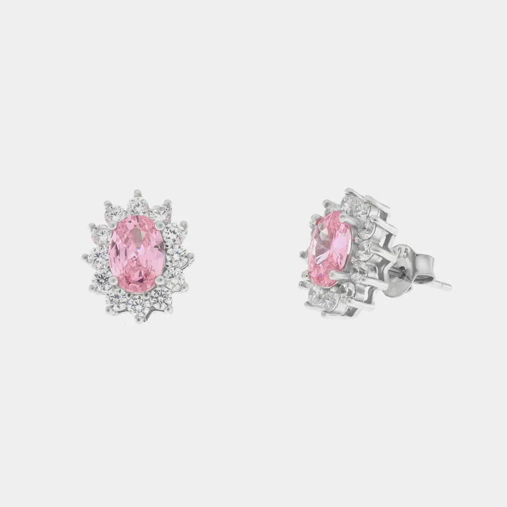 Orecchini in Argento con zirconi trasparenti ed rosa | Rohome | Rohome