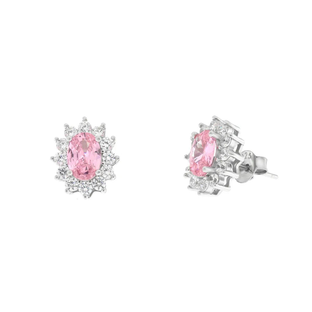 Orecchini in Argento con zirconi trasparenti ed rosa | Rohome | Rohome
