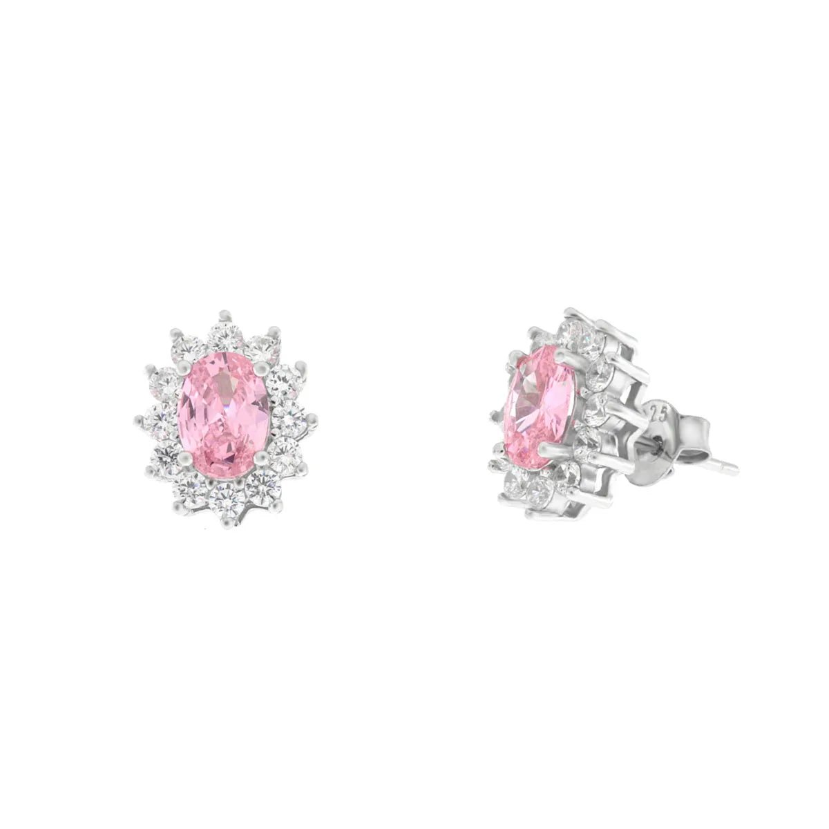 Orecchini in Argento con zirconi trasparenti ed rosa | Rohome | Rohome