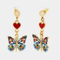 Orecchini in metallo con farfalla e cuore rosso | Rohome | Rohome
