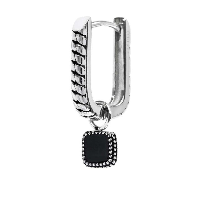 Marlù - orecchino a cerchio ovale con quadrato in onice pendente | Rohome