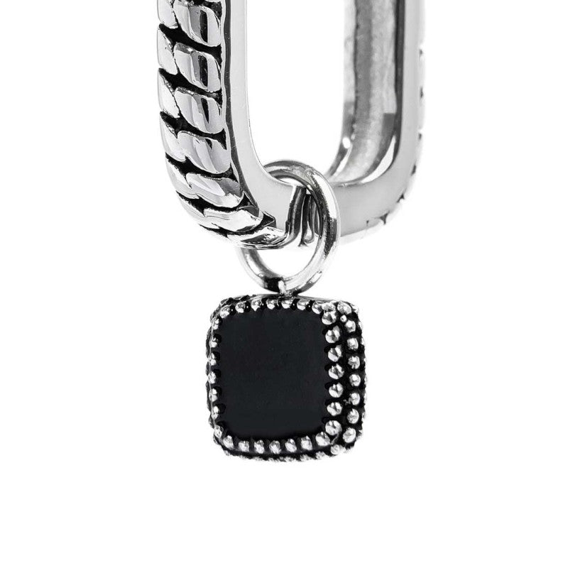 Marlù - orecchino a cerchio ovale con quadrato in onice pendente | Rohome