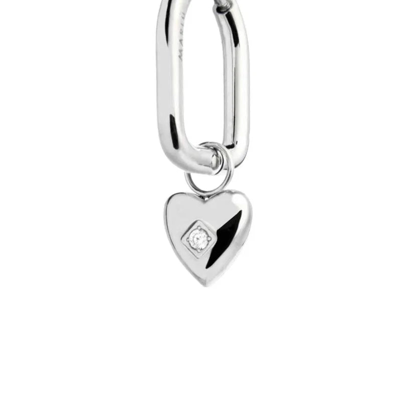 Marlù - Orecchino ovale acciaio con cuore e zircone | Rohome