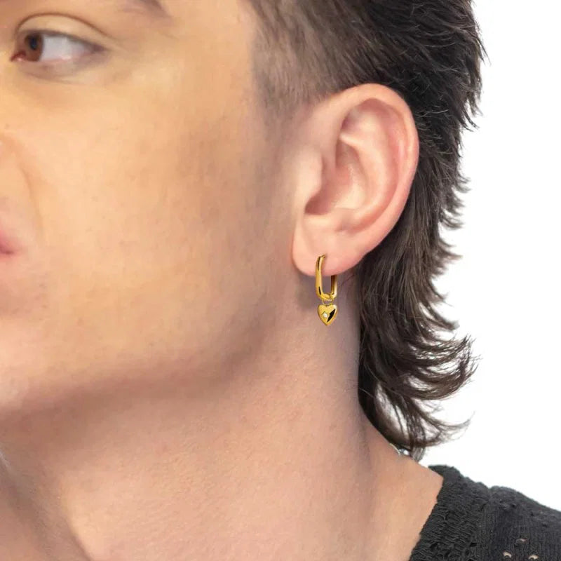 Marlù - Orecchino ovale gold con cuore e zircone | Rohome
