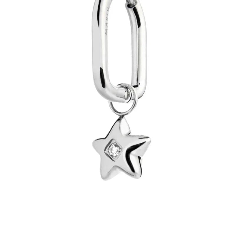 Marlù - Orecchino ovale acciaio con stella e zircone | Rohome