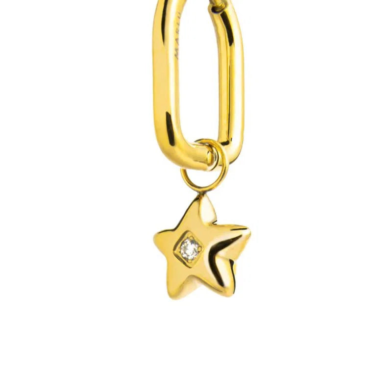 Marlù - Orecchino ovale gold con stella e zircone | Rohome