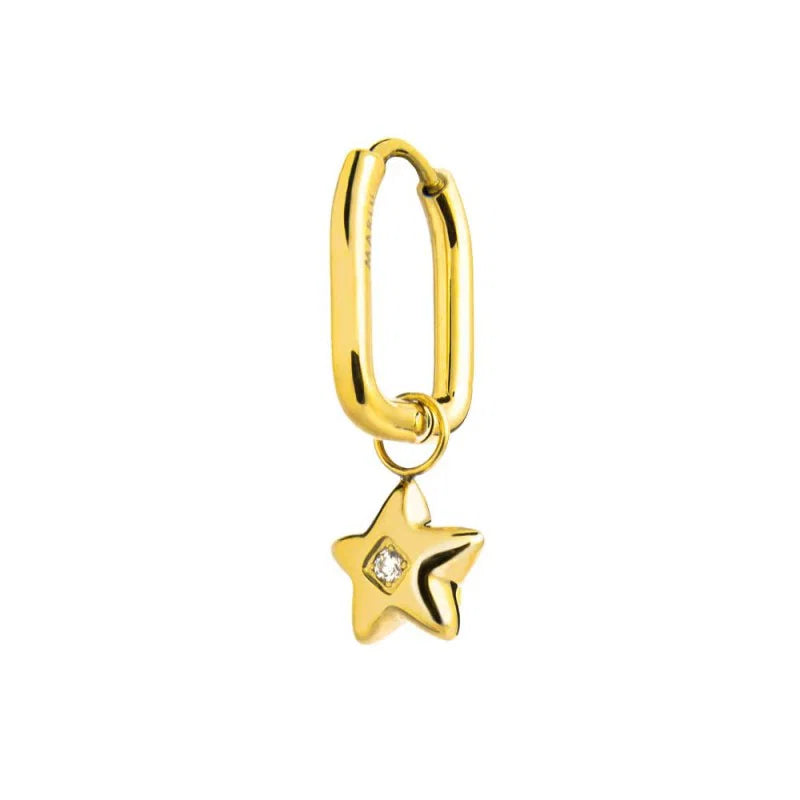Marlù - Orecchino ovale gold con stella e zircone | Rohome