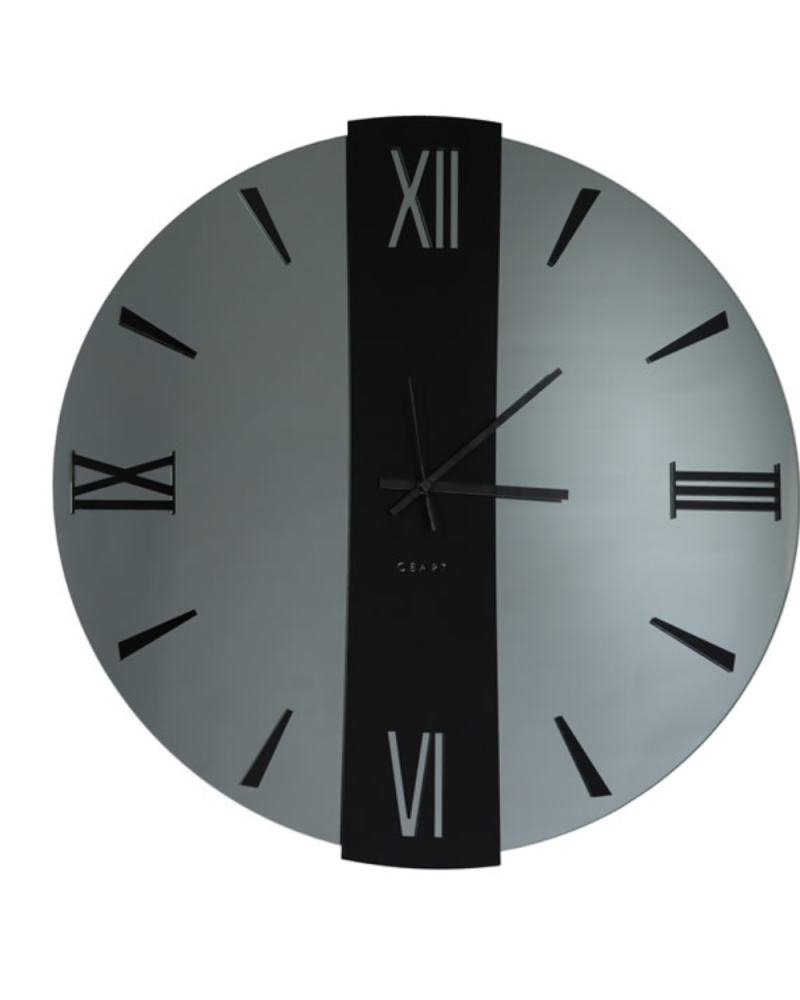 Orologio specchio fumè ed argento d. 60cm | Rohome