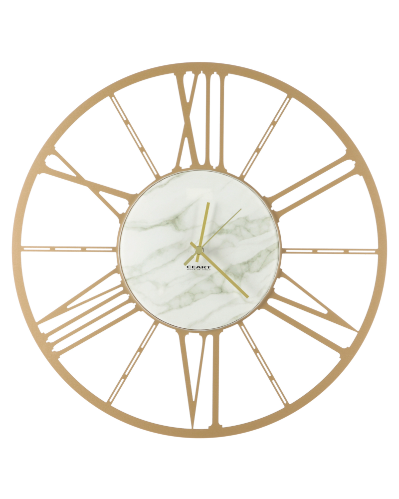 Orologio ruota con vetro centrale effetto marmo d.50cm | Rohome