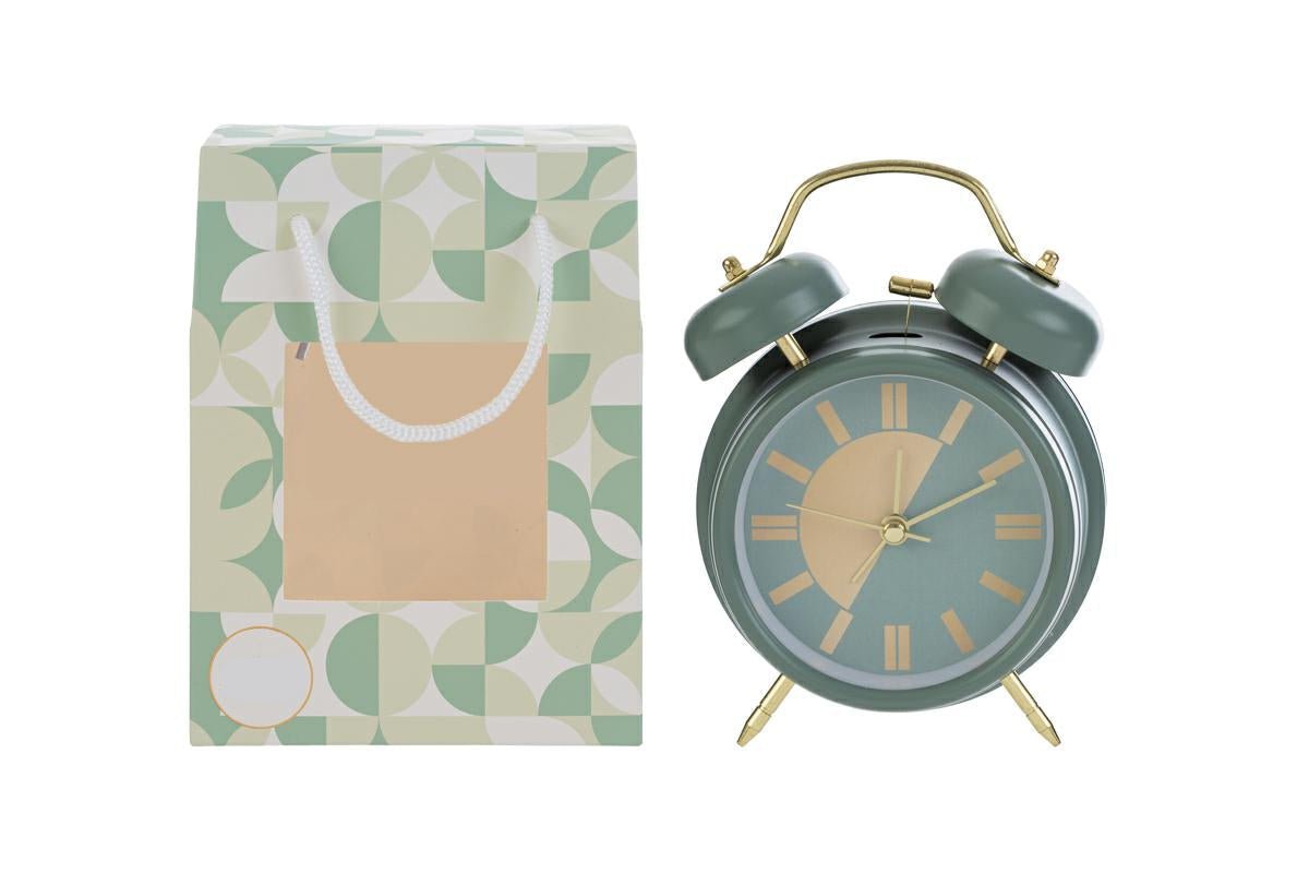 Orologio da tavolo con sveglia e luce colore verde vintage in metallo | Rohome | Rohome