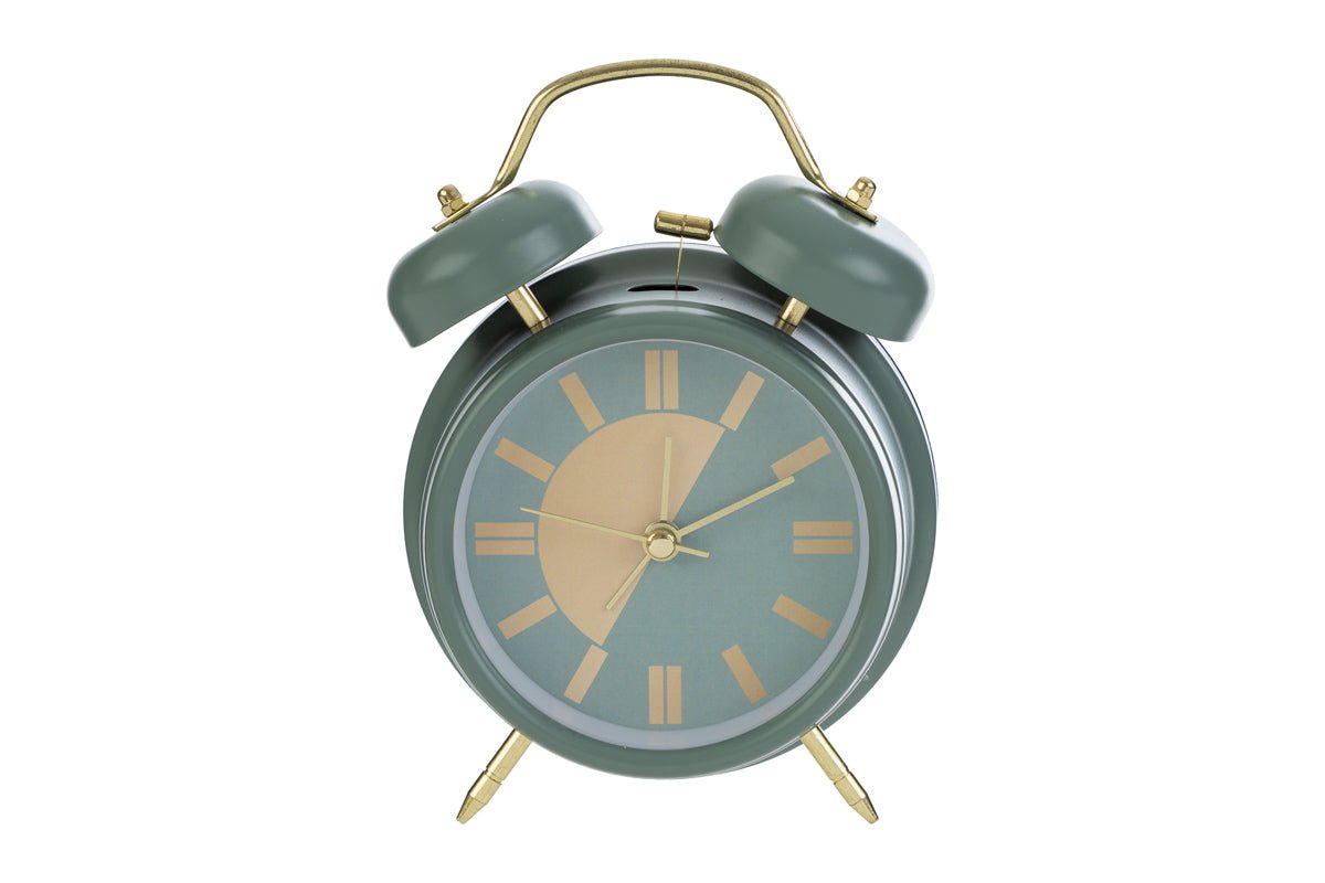 Orologio da tavolo con sveglia e luce colore verde vintage in metallo | Rohome | Rohome