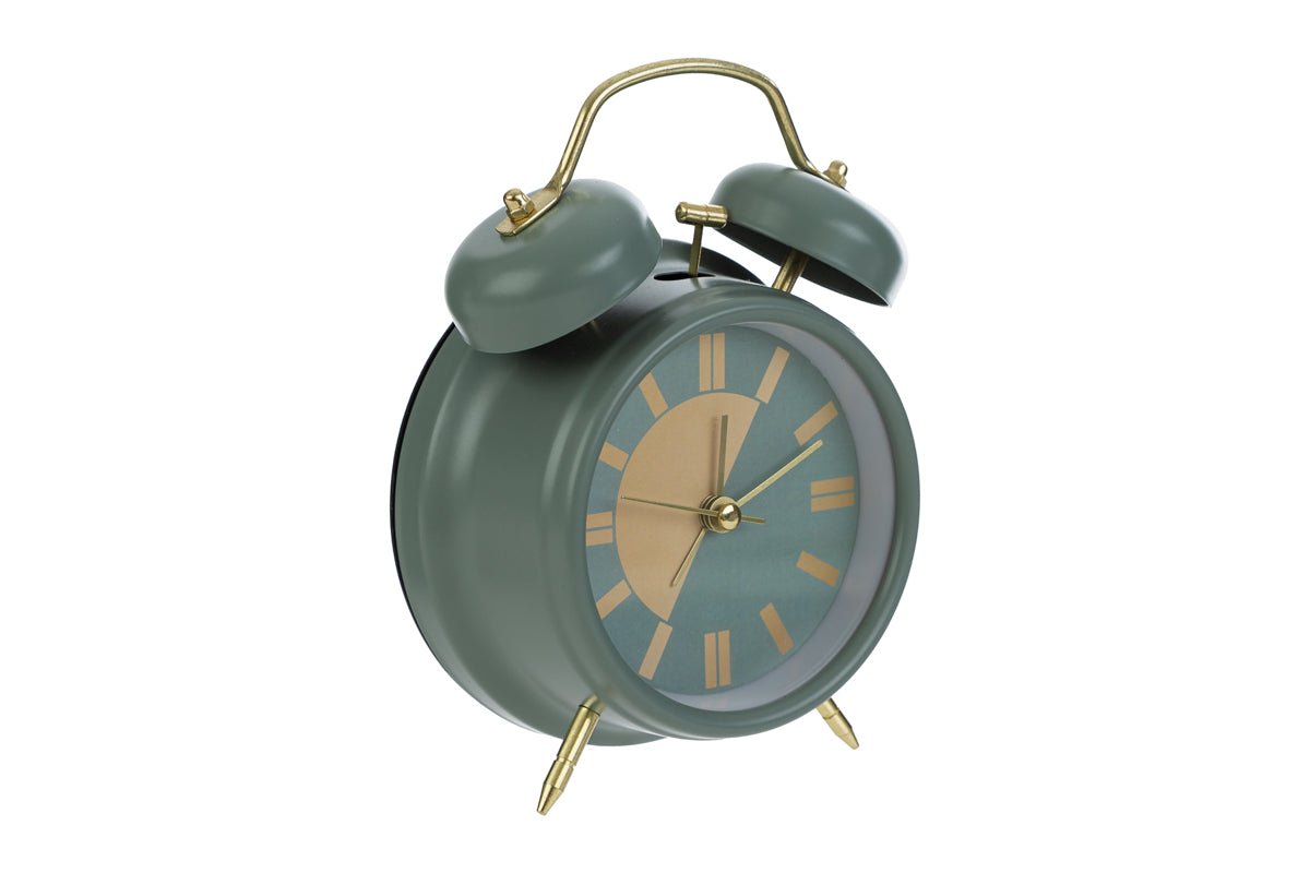 Orologio da tavolo con sveglia e luce colore verde vintage in metallo | Rohome | Rohome