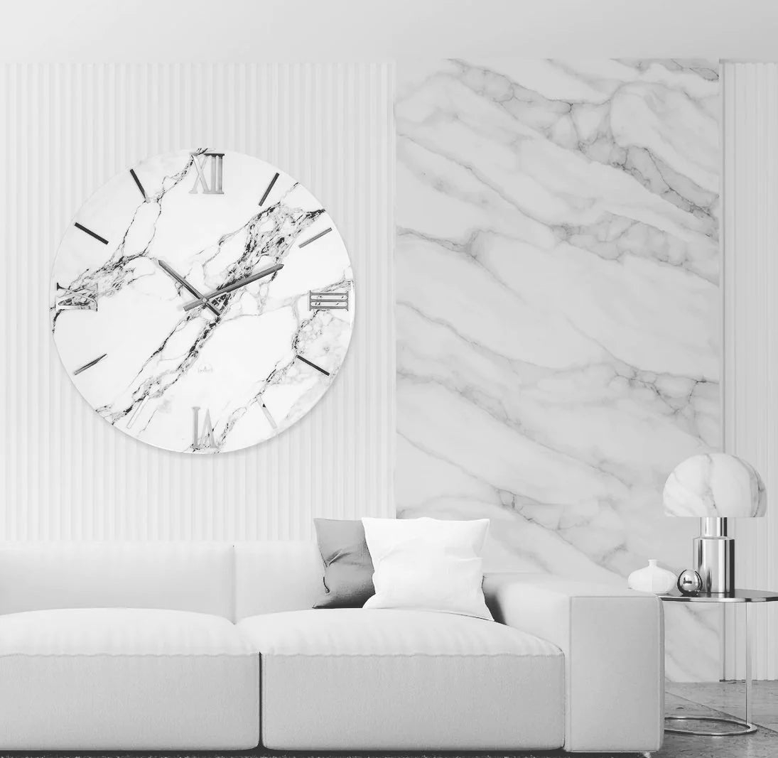 Orologio luxury effetto marmo carrara d.40cm | rohome