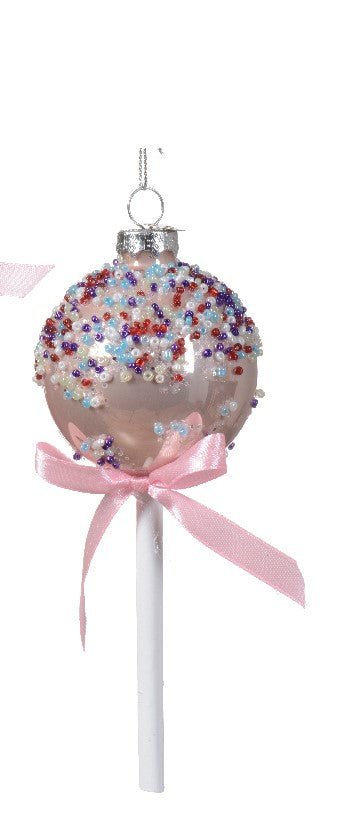 Palla di natale in vetro lecca lecca con perle | rohome