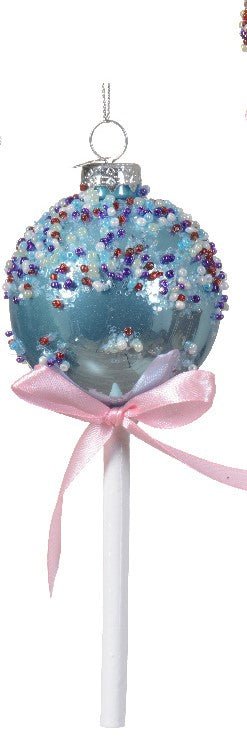 Palla di natale in vetro lecca lecca con perle | rohome