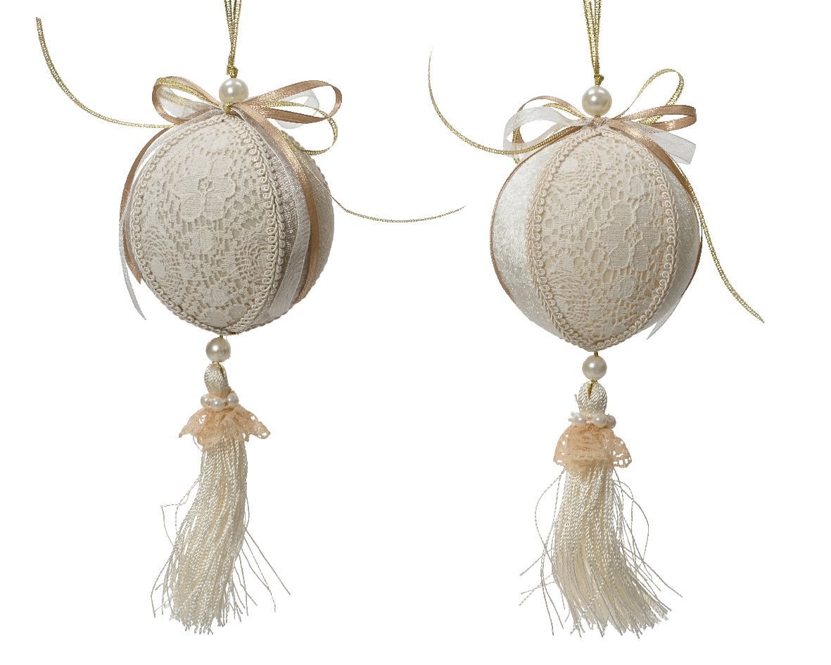 Palla di natale ricamata con nappa e perla | rohome | Rohome