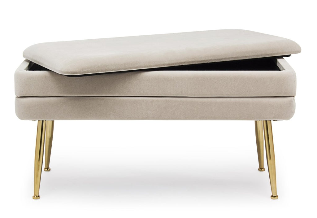 Panca contenitore in velluto beige | rohome - Rohome