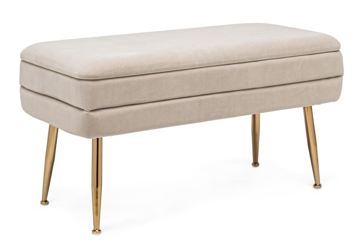 Panca contenitore in velluto beige | rohome - Rohome