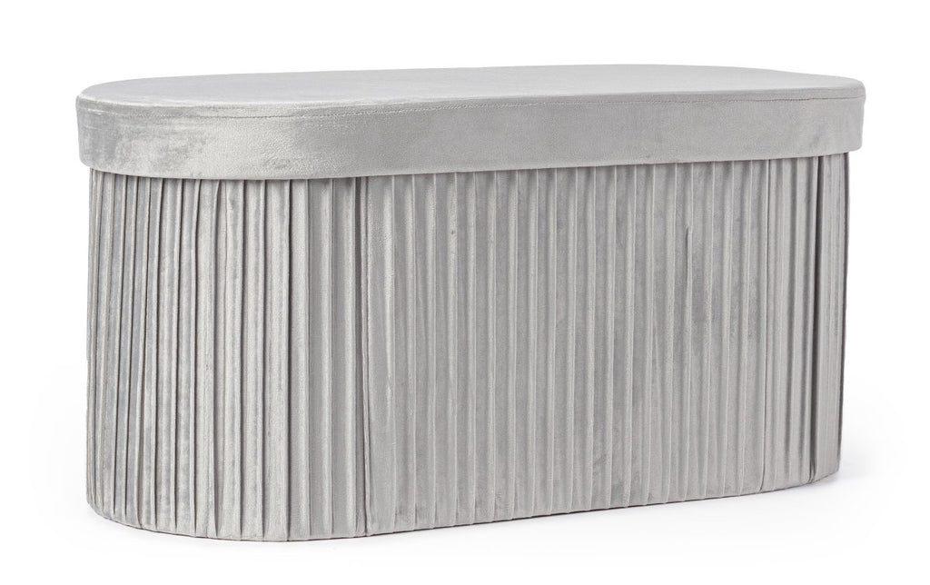 Panca contenitore pieghevole in velluto grigio | Rohome - Rohome