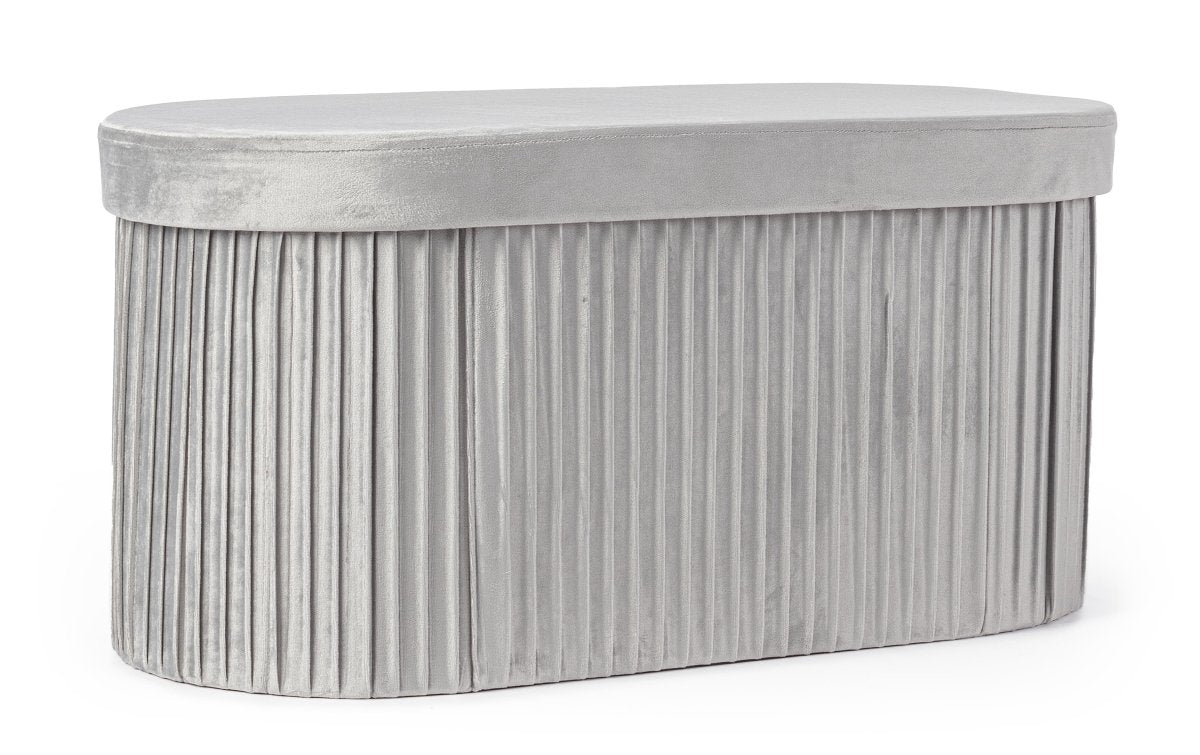 Panca contenitore pieghevole in velluto grigio | Rohome - Rohome
