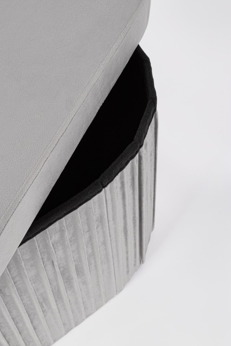 Panca contenitore pieghevole in velluto grigio | Rohome - Rohome