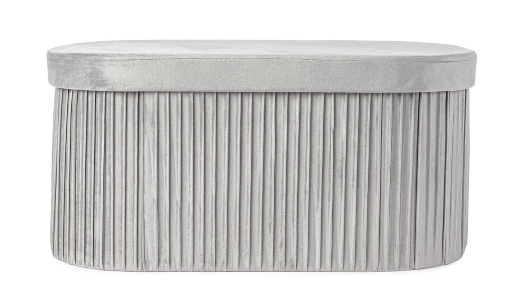 Panca contenitore pieghevole in velluto grigio | Rohome - Rohome
