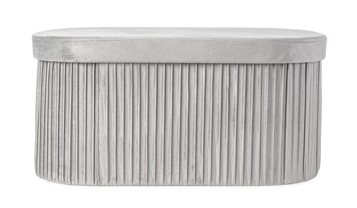 Panca contenitore pieghevole in velluto grigio | Rohome - Rohome