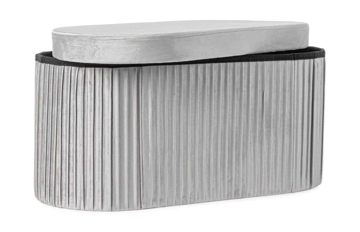 Panca contenitore pieghevole in velluto grigio | Rohome - Rohome