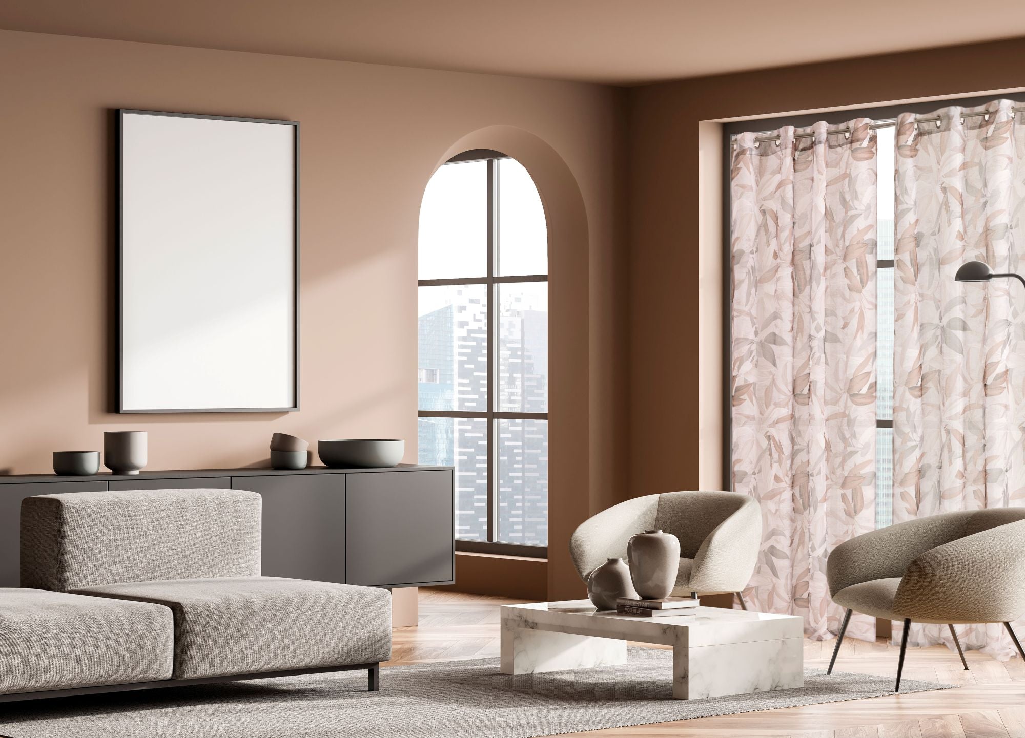 Tenda flora ottanio con occhielli H. 290cm | rohome