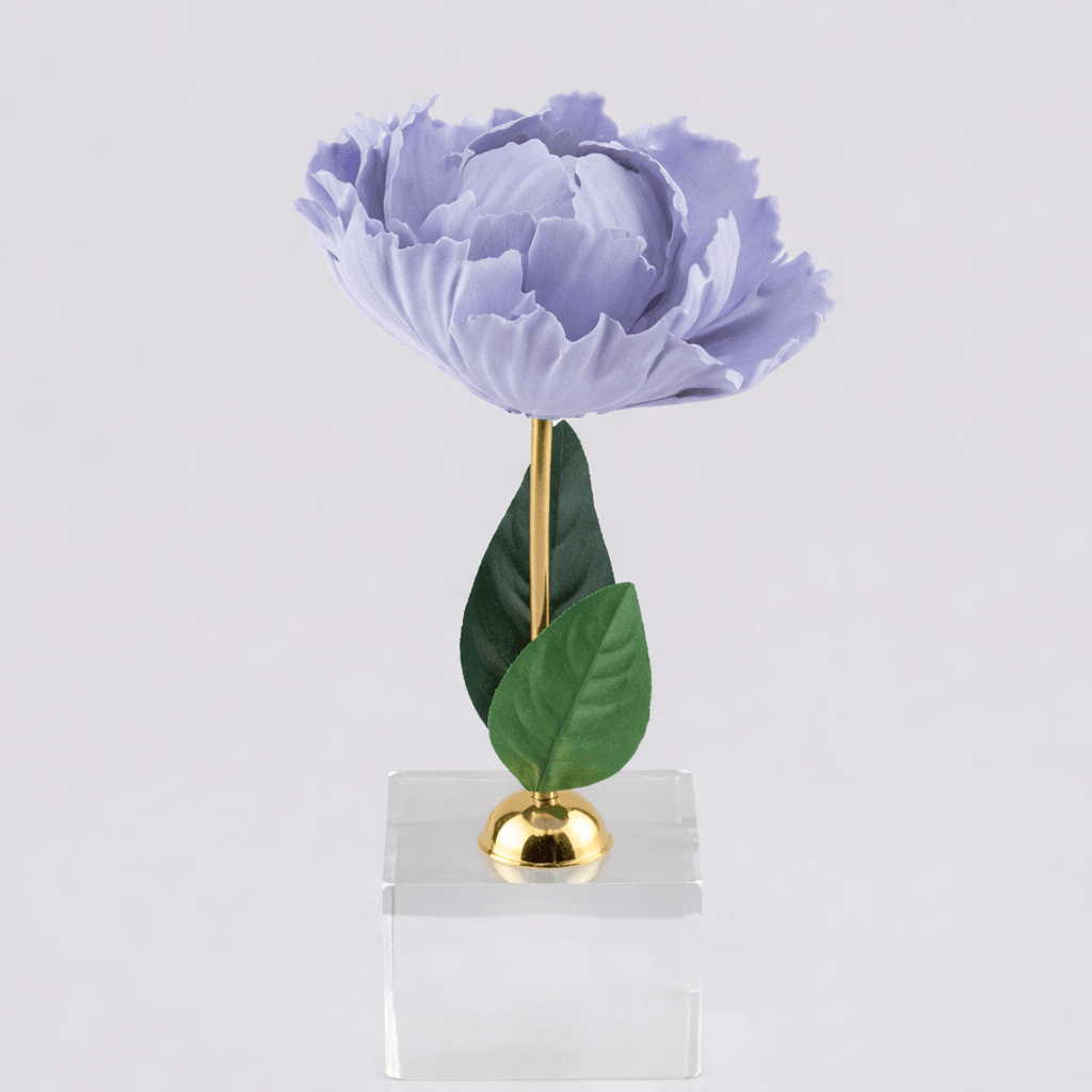 Pianta Peonia in ceramica colore lilla su base cubo h.18cm | Rohome | Rohome