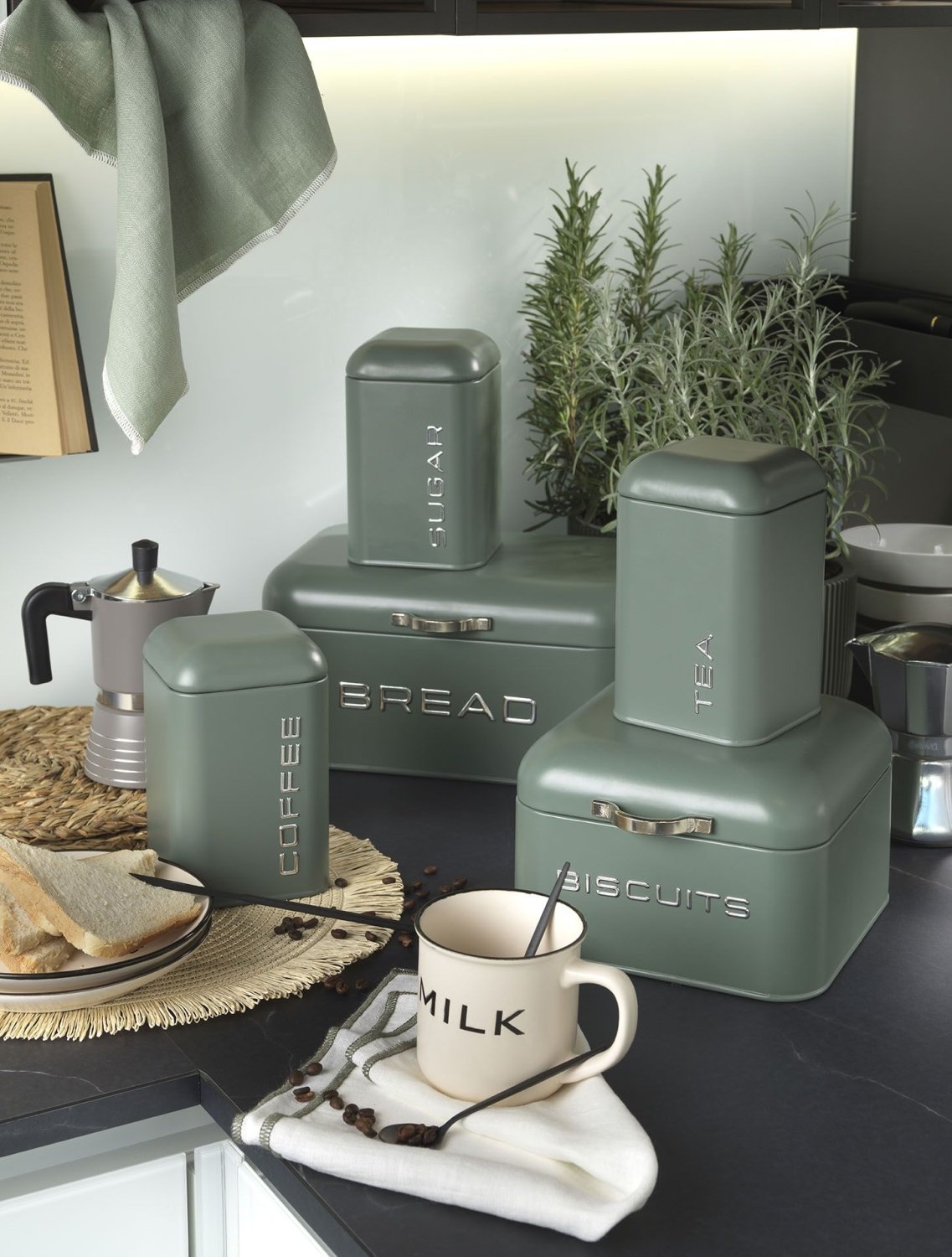 Porta pane in metallo con manico Vintage verde | rohome | Rohome