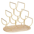 Portabottiglie in metallo oro e base in legno | Rohome | Rohome