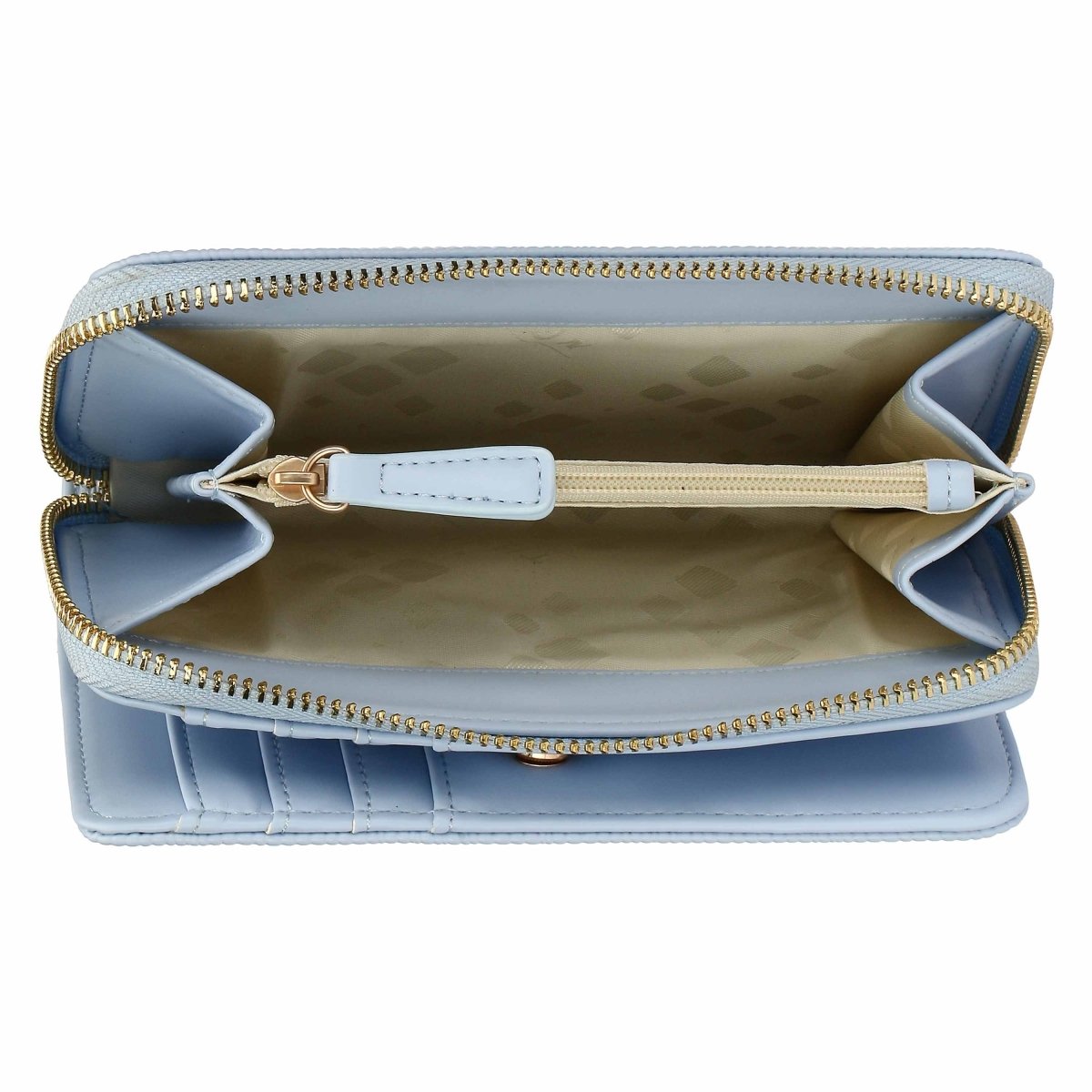 Portafoglio Thun in ecopelle donna azzurro con zip around piccolo | Rohome - Rohome