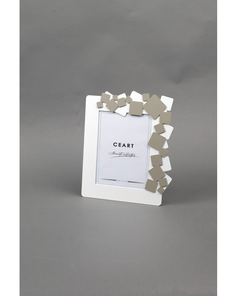 Portafoto materia bianco e tortora 15x20cm  | Rohome