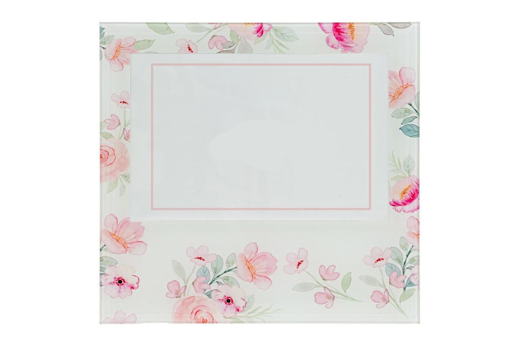 Portafoto in vetro decoro fiori 18z17cm | Rohome | Rohome