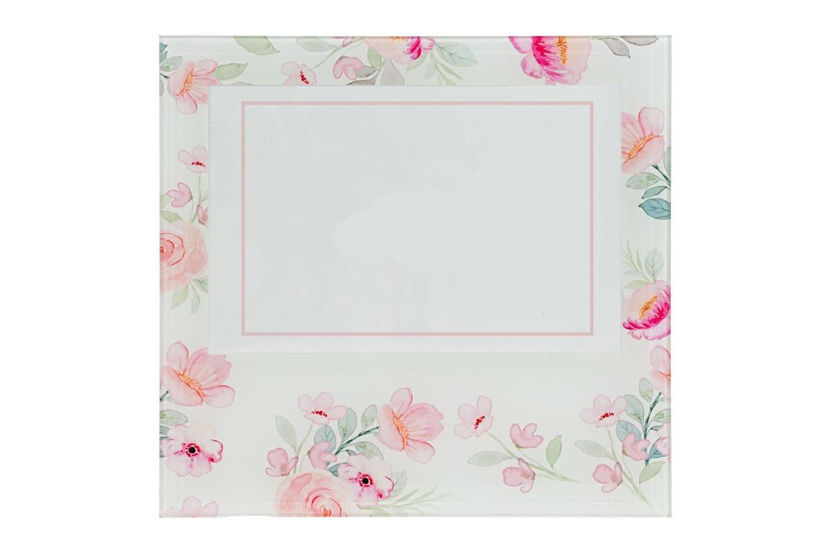 Portafoto in vetro decoro fiori 18z17cm | Rohome | Rohome