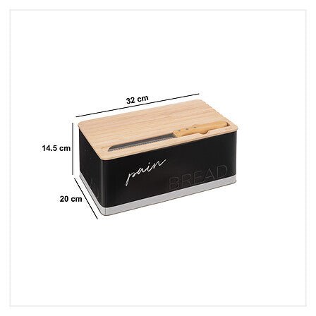Portapane con tagliere in legno e coltello | Rohome - Rohome