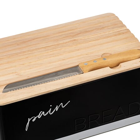 Portapane con tagliere in legno e coltello | Rohome - Rohome