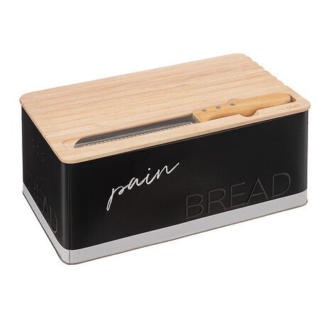 Portapane con tagliere in legno e coltello | Rohome - Rohome