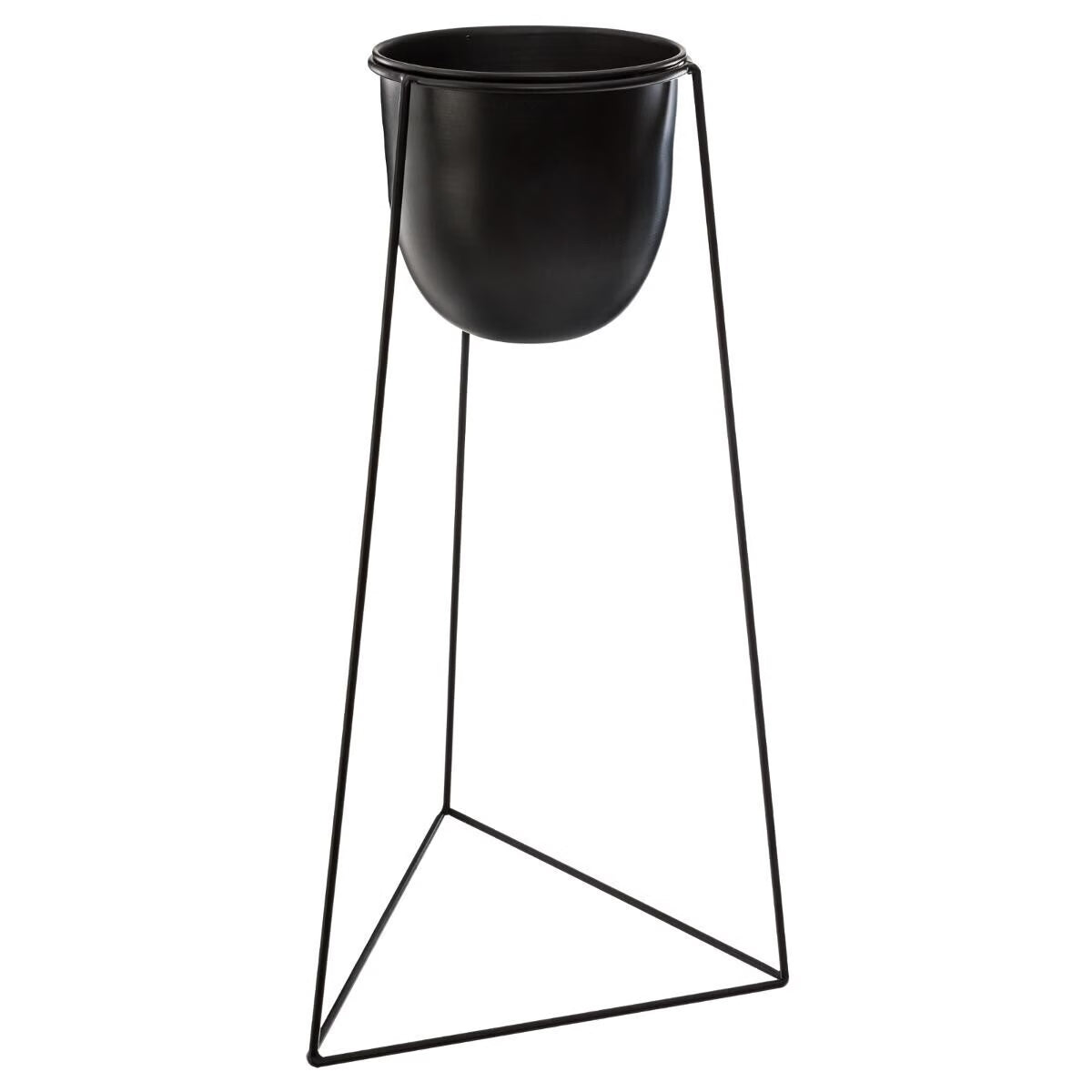 cache pot in metallo nero con base | Rohome