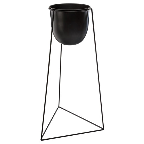 cache pot in metallo nero con base | Rohome