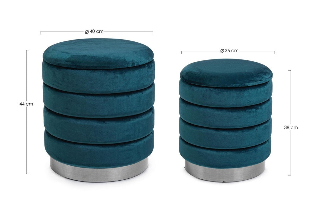 Pouf contenitore arin blu ottanio | Rohome | Rohome