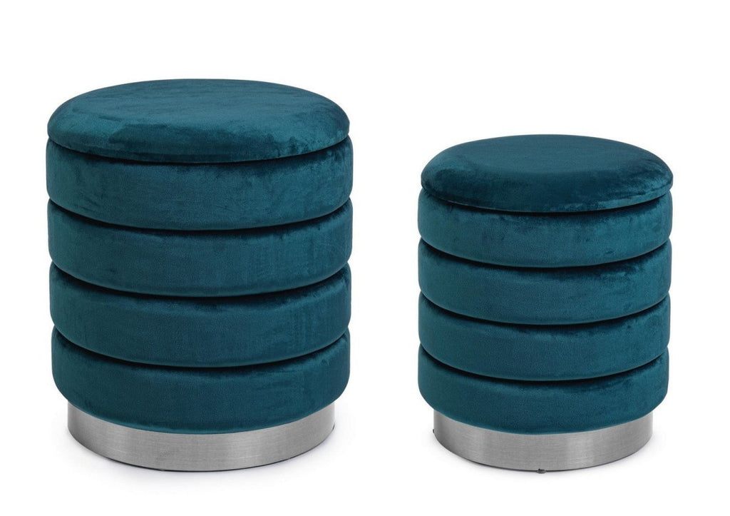 Pouf contenitore arin blu ottanio | Rohome